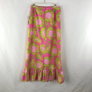 LILLY PULITZER PINK/GREEN SIZE 6 MAXI SKIRT NWT